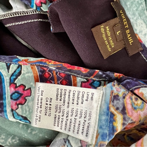 * New Anthropologie Vineet Bahl Prudence Blouse Top Embroidered Paisley Floral L - Picture 9 of 10